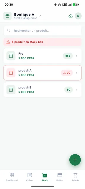 YemX — Gestion des stocks commerçants avec alertes de rupture